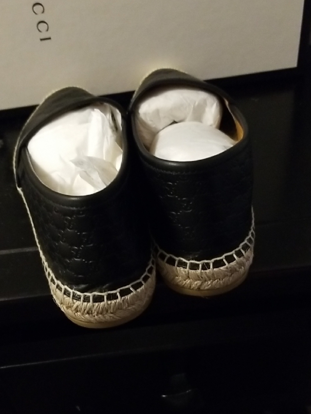 Gucci Black Quilted Leather Espadrille Flats - Picture 5 of 13